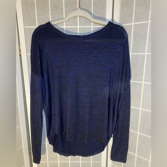 Rag & bone The Knit Long Sleeve Tee in Navy/Black Midnight Blue Long Sleeve Tee - Picture 3 of 7